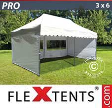 Quick-up telt FleXtents Pro 3x6m Hvit, inkl. 6 sider