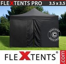 Quick-up telt FleXtents Pro 3,5x3,5m Svart, inkl. 4 sider