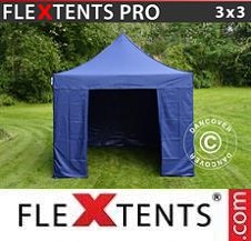 Quick-up telt FleXtents Pro 3x3m Mørk blå, inkl. 4 sider