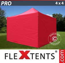 Quick-up telt FleXtents Pro 4x4m Rød, inkl. 4 sider