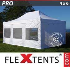 Quick-up telt FleXtents Pro 4x6m Hvit, inkl. 8 sider