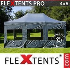 Quick-up telt FleXtents Pro 4x6m Grå, inkl. 8 sider
