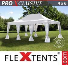 Quick-up telt FleXtents Pro 4x6m Hvit, inkl. dekorative gardiner