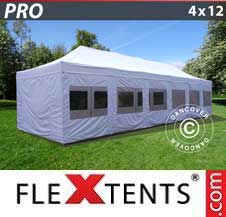 Quick-up telt FleXtents Pro 4x12m Hvit, inkl. sider