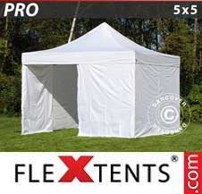 Quick-up telt FleXtents Pro 5x5m Hvit, inkl. 4 sider