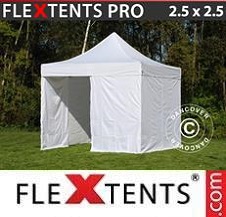 Quick-up telt FleXtents Pro 2,5x2,5m Hvit, inkl. 4 sider