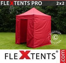 Quick-up telt FleXtents Pro 2x2m Rød, inkl. 4 sider