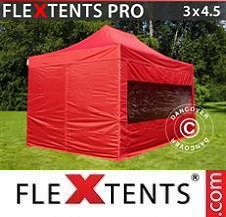 Quick-up telt FleXtents Pro 3x4,5m Rød, inkl. 4 sider