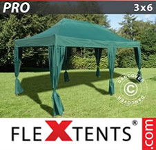 Quick-up telt FleXtents Pro 3x6m Grønn, inkl. 6 dekorative gardiner