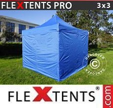 Quick-up telt FleXtents Pro 3x3m Blå, inkl. 4 sider