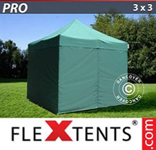 Quick-up telt FleXtents Pro 3x3m Grønn, inkl. 4 sider