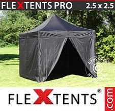 Quick-up telt FleXtents Pro 2,5x2,5m Svart, inkl. 4 sider