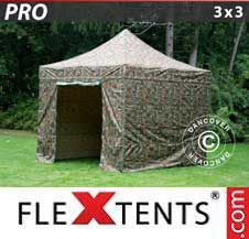 Quick-up telt FleXtents Pro 3x3m Kamuflasje, inkl. 4 sider