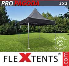 Quick-up telt FleXtents Pro 3x3m Svart, inkl. 4 sidevegger