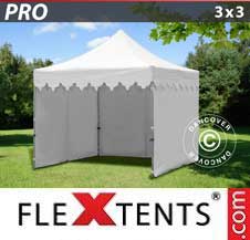 Quick-up telt FleXtents Pro 3x3m Hvit, inkl. 4 sider