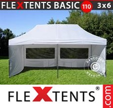 Quick-up telt FleXtents Basic 3x6m Hvit, inkl. 6 sider