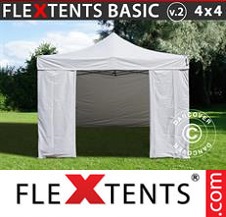 Quick-up telt FleXtents Basic 4x4m Hvit, inkl. 4 sider
