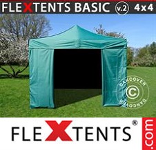 Quick-up telt FleXtents Basic 4x4m Grønn, inkl. 4 sider