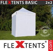 Quick-up telt FleXtents Basic 2x2m Hvit, inkl. 4 sider