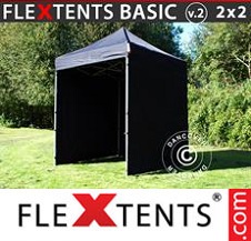 Quick-up telt FleXtents Basic 2x2m Svart, inkl. 4 sider