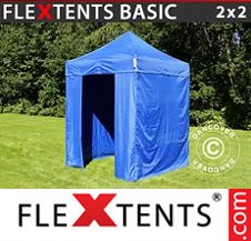 Quick-up telt FleXtents Basic 2x2m Blå, inkl. 4 sider