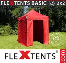 Quick-up telt FleXtents Basic 2x2m Rød, inkl. 4 sider