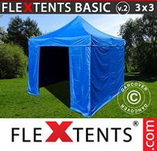 Quick-up telt FleXtents Basic 3x3m Blå, inkl. 4 sider