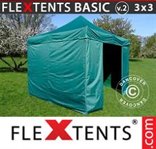 Quick-up telt FleXtents Basic 3x3m Grønn, inkl. 4 sider