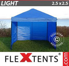 Quick-up telt FleXtents Light 2,5x2,5m Blå, inkl. 4 sider