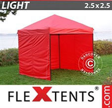 Quick-up telt FleXtents Light 2,5x2,5m Rød, inkl. 4 sider