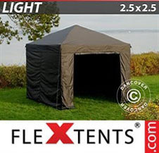 Quick-up telt FleXtents Light 2,5x2,5m Svart, inkl. 4 sider