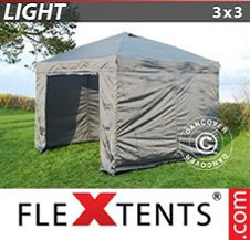 Quick-up telt FleXtents Light 3x3m Grå, inkl. 4 sider