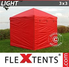 Quick-up telt FleXtents Light 3x3m Rød, inkl. 4 sider