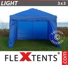 Quick-up telt FleXtents Light 3x3m Blå, inkl. 4 sider