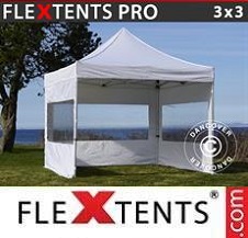 Quick-up telt FleXtents Pro 3x3m Hvit, inkl. 4 sider