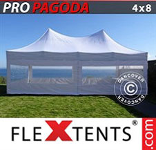 Quick-up telt FleXtents Pro 4x8m Hvit, inkl. 6 sider