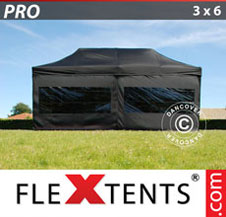 Quick-up telt FleXtents Pro 3x6m Svart, inkl. 6 sider