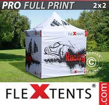 Quick-up telt FleXtents PRO med full digital utskrift 2x2m, inkl. 4 sider