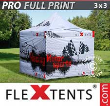 Quick-up telt FleXtents PRO med full digital utskrift 3x3m, inkl. 4 sider
