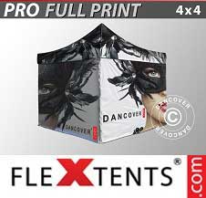 Quick-up telt FleXtents PRO med full digital utskrift 4x4m, inkl. 4 sider
