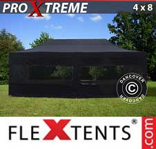 Quick-up telt FleXtents pro Xtreme 4x8m Svart, inkl. 6 sider