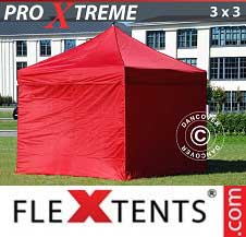 Quick-up telt FleXtents pro Xtreme 3x3m Rød, inkl. 4 sider
