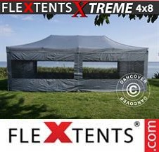 Quick-up telt FleXtents pro Xtreme 4x8m Grå, inkl. 6 sider