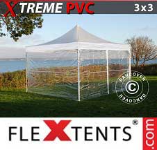 Quick-up telt FleXtents pro Xtreme 3x3m Transparent, inkl. 4 sider