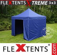 Quick-up telt FleXtents pro Xtreme 3x3m Mørk blå, inkl. 4 sider