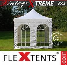 Quick-up telt FleXtents pro Xtreme 3x3m Hvit, inkl. 4 sider