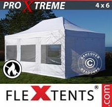 Quick-up telt FleXtents pro Xtreme 4x6m Hvit, Flammehemmende, inkl. 4 sider