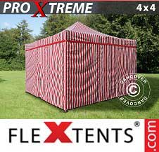 Quick-up telt FleXtents pro Xtreme 4x4m Stripet, inkl. 4 sider