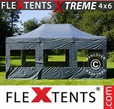 Quick-up telt FleXtents pro Xtreme 4x6m Grå, inkl. 8 sider