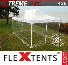 Quick-up telt FleXtents pro Xtreme 4x6m Transparent, inkl. 8 sider